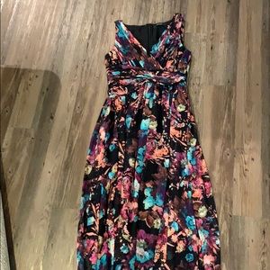 badgley mischka multi color maxi dress